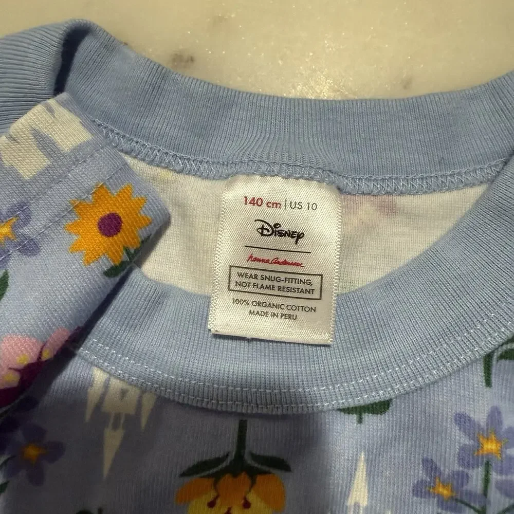 Hanna Andersson Disney Castle Floral Organic Cotton Pajama Top US10 Short Sleeve